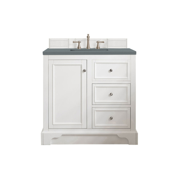 James Martin 825-V36-BW-3 De Soto 36" Bright White Single Vanity w/ 3 CM Top