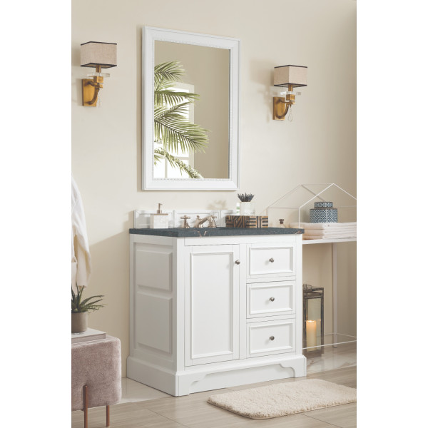 James Martin 825-V36-BW-3PBL 36" Vanity Bright White w/ 3 CM Parisien Bleu  Top