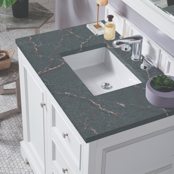 James Martin 825-V36-BW-3PBL 36" Vanity Bright White w/ 3 CM Parisien Bleu  Top