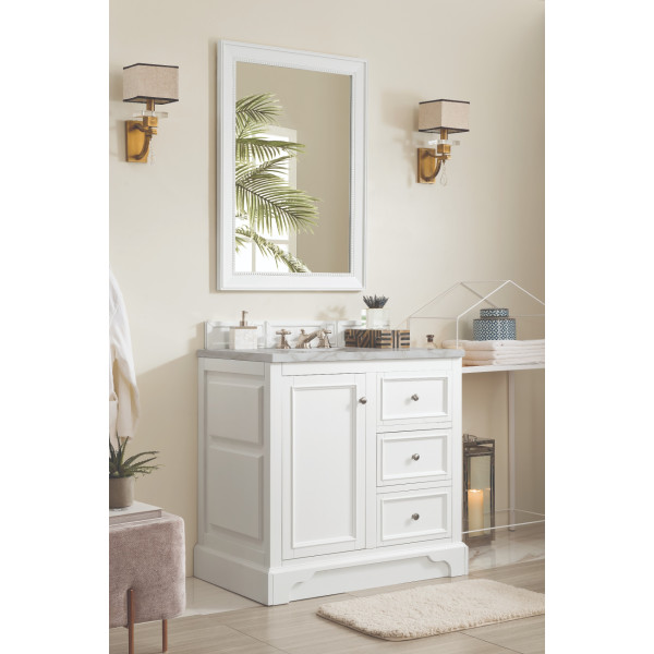 James Martin 825-V36-BW-3VSL 36" Vanity Bright White w/ Victorian Silver Top