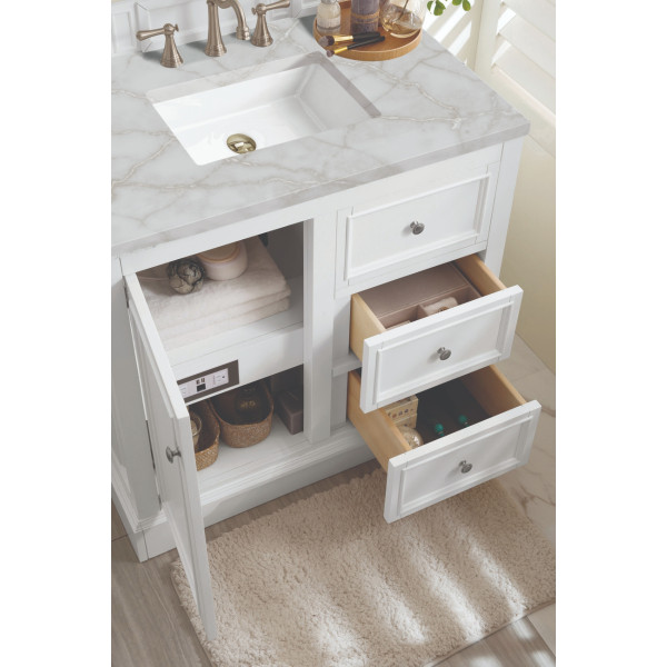 James Martin 825-V36-BW-3VSL 36" Vanity Bright White w/ Victorian Silver Top
