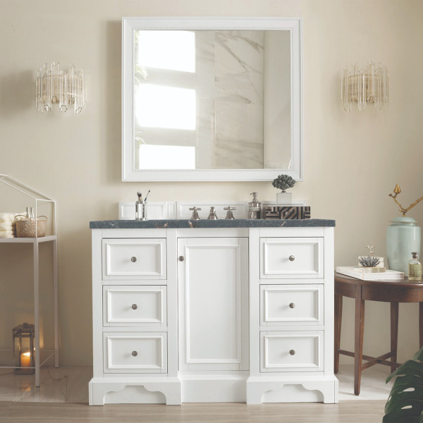 James Martin 825-V48-BW-3PBL 48" Vanity Bright White w/ 3 CM Parisien Bleu Top