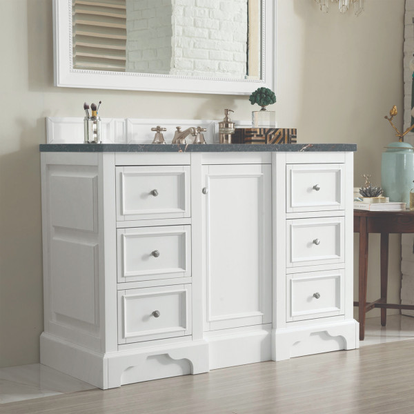James Martin 825-V48-BW-3PBL 48" Vanity Bright White w/ 3 CM Parisien Bleu Top