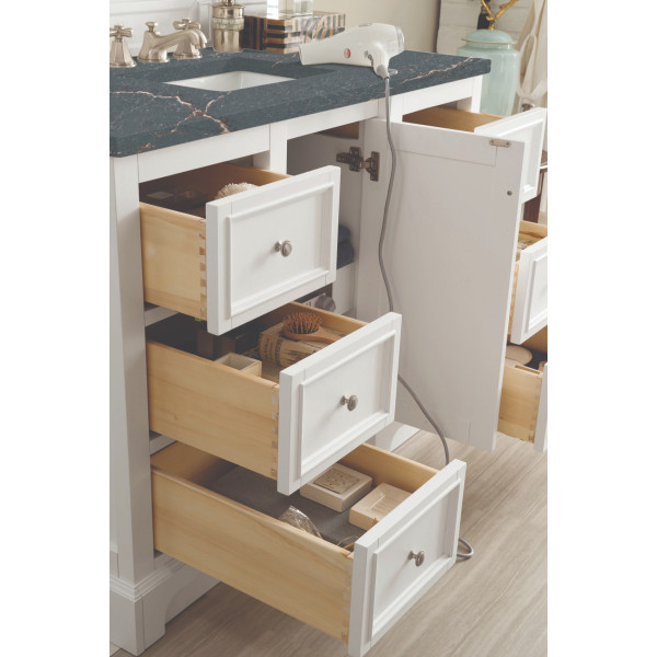 James Martin 825-V48-BW-3PBL 48" Vanity Bright White w/ 3 CM Parisien Bleu Top