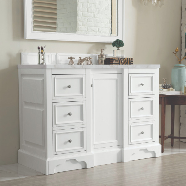James Martin 825-V48-BW-3VSL 48" Vanity Bright White w/ Victorian Silver Top