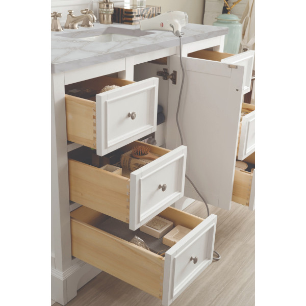 James Martin 825-V48-BW-3VSL 48" Vanity Bright White w/ Victorian Silver Top
