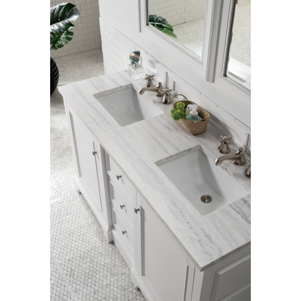 James Martin 825-V60D-BW-3 De Soto 60" Double Vanity Bright White with Top