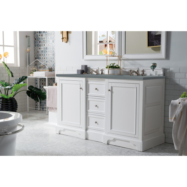 James Martin 825-V60D-BW-3 De Soto 60" Double Vanity Bright White with Top