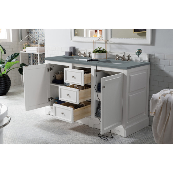 James Martin 825-V60D-BW-3 De Soto 60" Double Vanity Bright White with Top