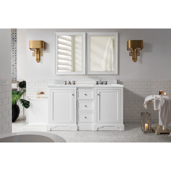 James Martin 825-V60D-BW-3 De Soto 60" Double Vanity Bright White with Top