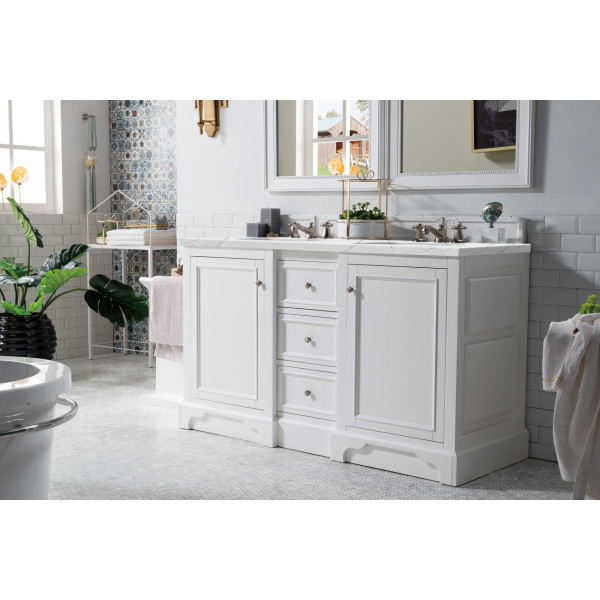 James Martin 825-V60D-BW-3 De Soto 60" Double Vanity Bright White with Top