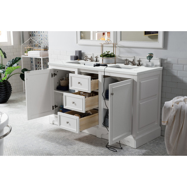 James Martin 825-V60D-BW-3 De Soto 60" Double Vanity Bright White with Top