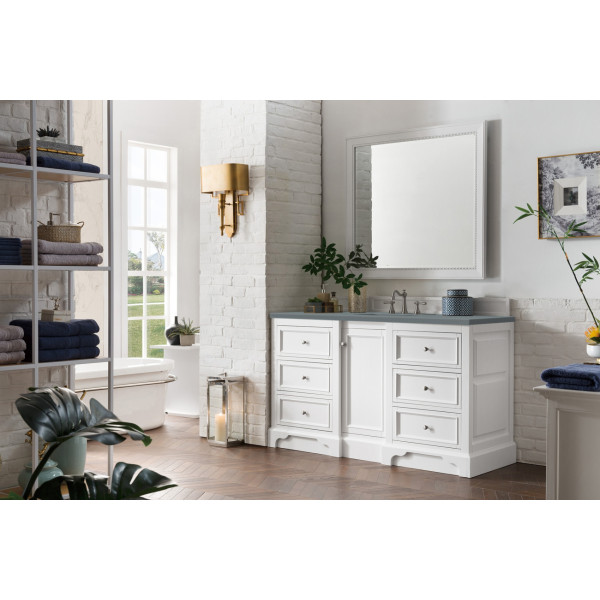 James Martin 825-V60S-BW-3 De Soto 60" Bright White Single Vanity with Top