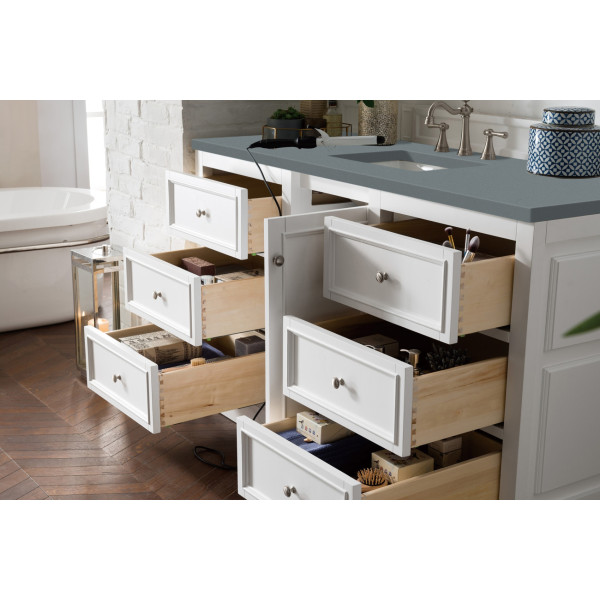 James Martin 825-V60S-BW-3 De Soto 60" Bright White Single Vanity with Top