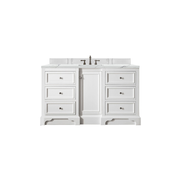 James Martin 825-V60S-BW-3 De Soto 60" Bright White Single Vanity with Top