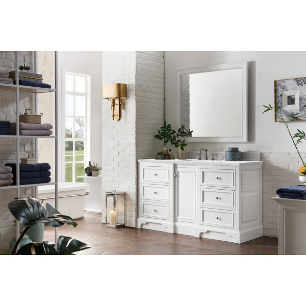 James Martin 825-V60S-BW-3 De Soto 60" Bright White Single Vanity with Top