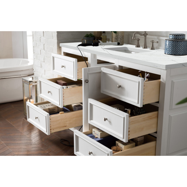 James Martin 825-V60S-BW-3 De Soto 60" Bright White Single Vanity with Top