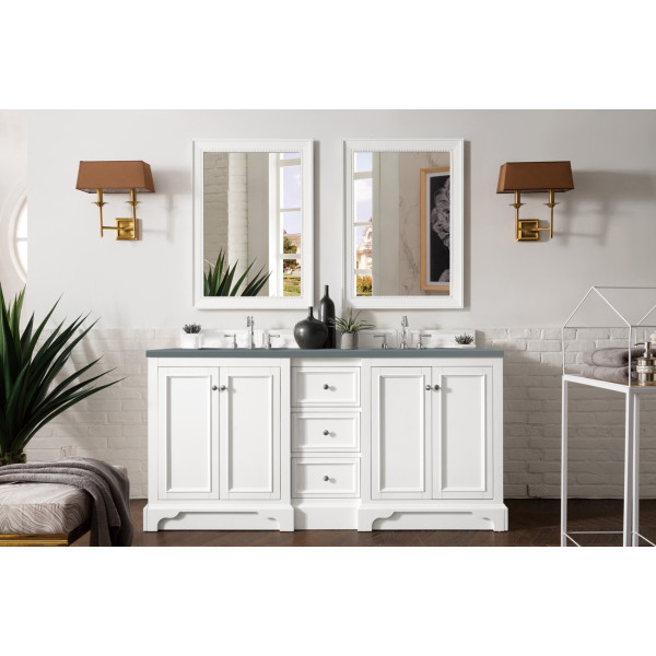 James Martin 825-V72-BW-3 De Soto 72 Inch DoubLe Vanity Bright White w/ Top