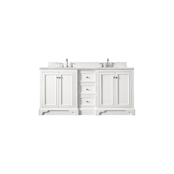 James Martin 825-V72-BW-3 De Soto 72 Inch DoubLe Vanity Bright White w/ Top