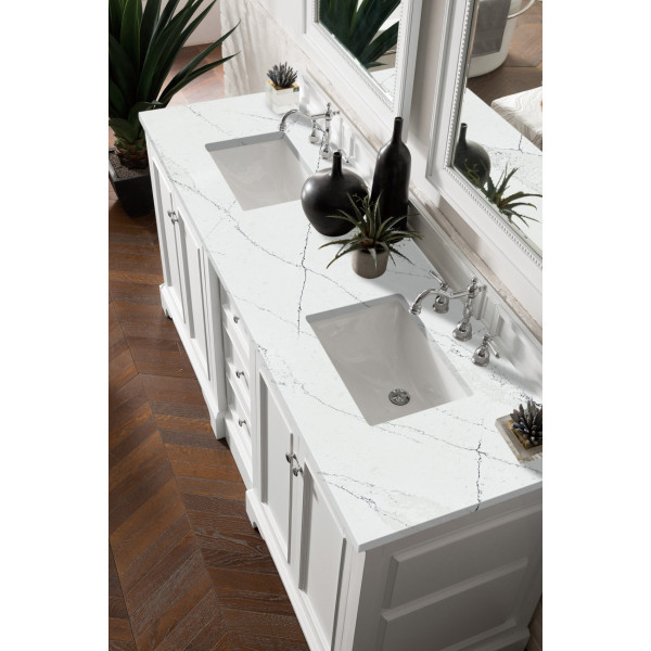 James Martin 825-V72-BW-3 De Soto 72 Inch DoubLe Vanity Bright White w/ Top