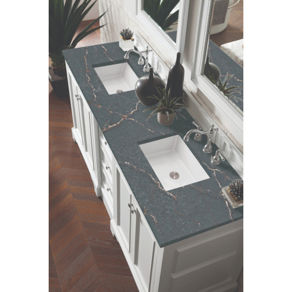 James Martin 825-V72-BW-3PBL 72" Vanity Bright White w/ 3 CM Parisien Bleu Top
