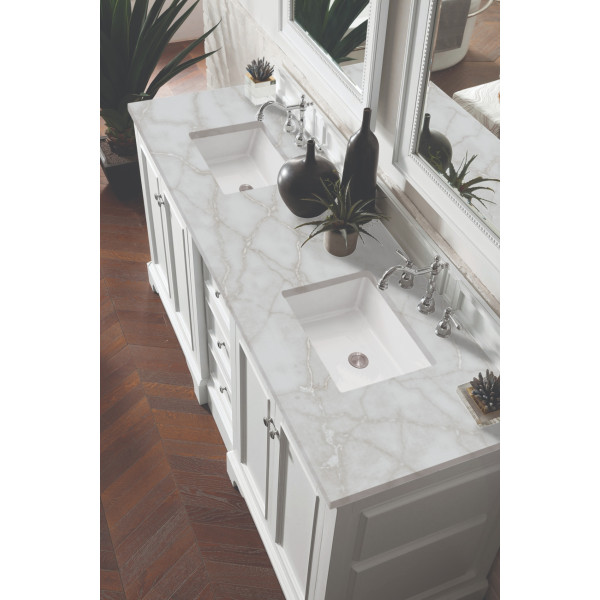 James Martin 825-V72-BW-3VSL 72" Vanity Bright White w/ Victorian Silver Top