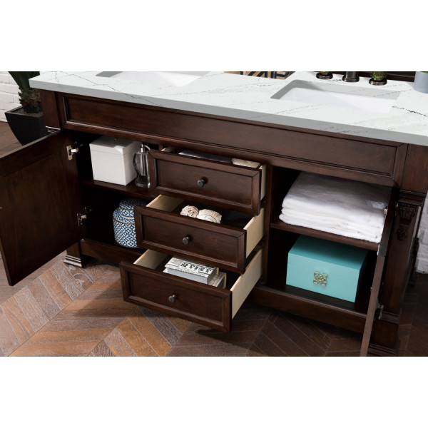 James Martin 147-114-56-3ENC Brookfield 60" Double Vanity w/ 3 CM Quartz Top