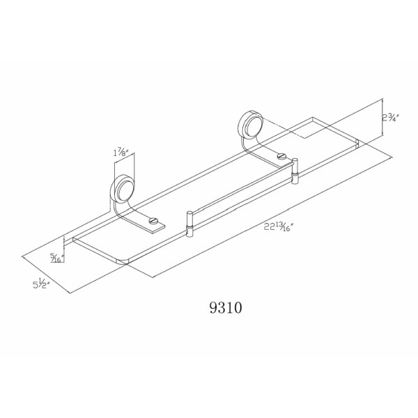 Dawn 9310 Chrome 24" Bathroom Glass Shelf