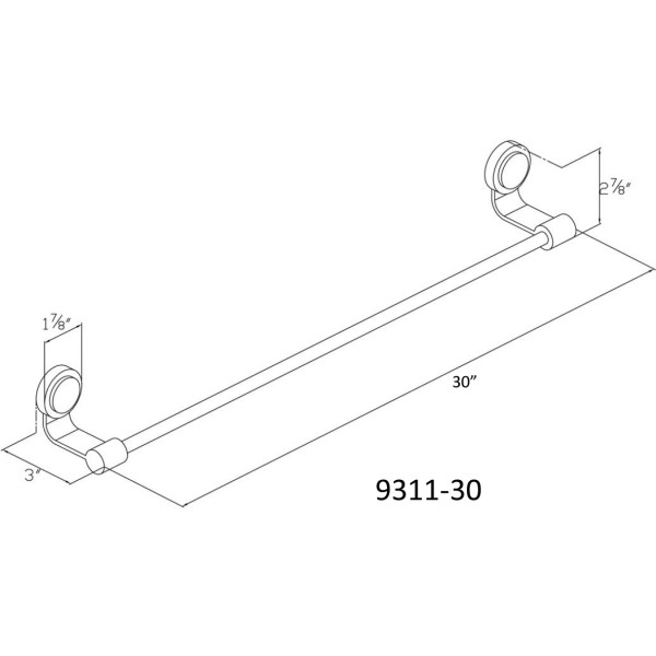Dawn 9311-30-K 30" Button Series Brass Single Towel Rail Bath Accessories