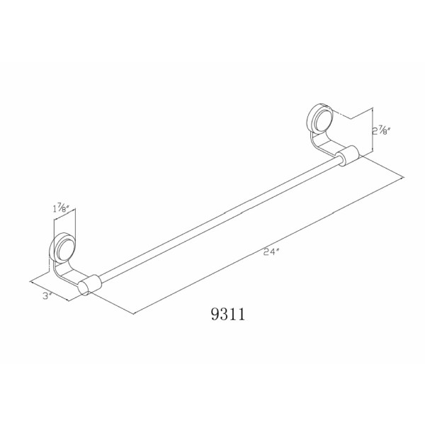 Dawn 9311 24" Button Series Solid Brass Single Towel Rail in Chrome