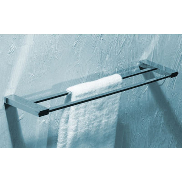 KubeBath 94008 Aqua Fino Solid Brass Bathroom Double Towel Bar In Chrome