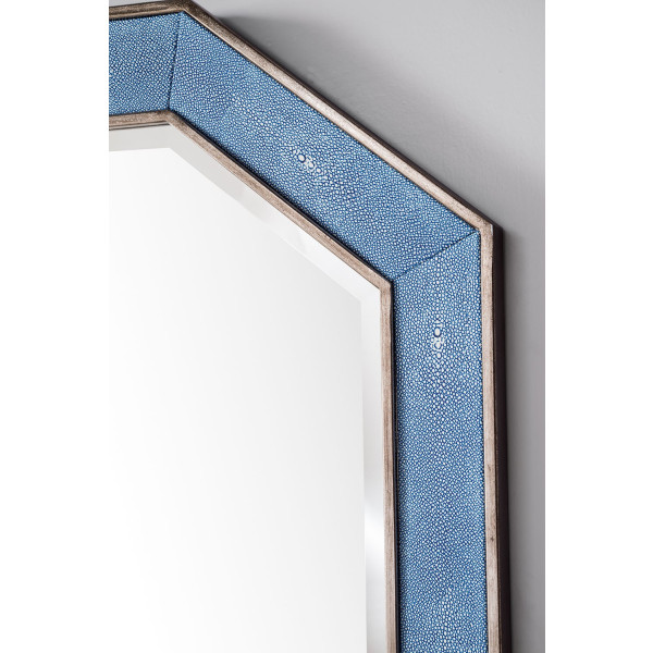 James Martin 963-M30-SL-DB Tangent 30" Mirror In Silver With Delft Blue