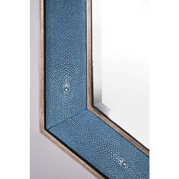James Martin 963-M30-SL-DB Tangent 30" Mirror In Silver With Delft Blue