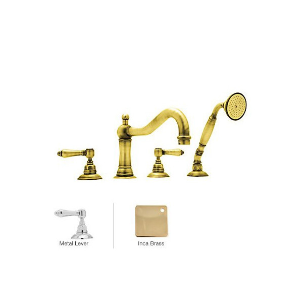 Rohl A1404LM Acqui 4-Hole Deck Mount Column Spout Tub Filler 