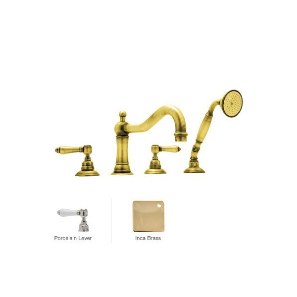 Rohl A1404LP Acqui 4-Hole Deck Mount Column Spout Tub Filler