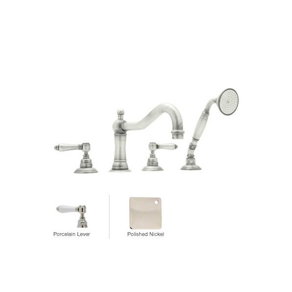 Rohl A1404LP Acqui 4-Hole Deck Mount Column Spout Tub Filler