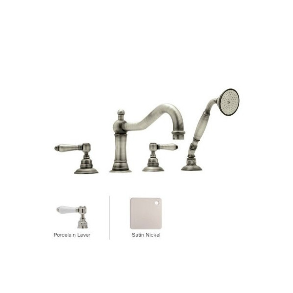 Rohl A1404LP Acqui 4-Hole Deck Mount Column Spout Tub Filler