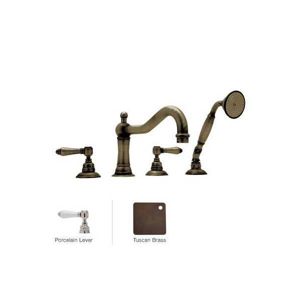 Rohl A1404LP Acqui 4-Hole Deck Mount Column Spout Tub Filler