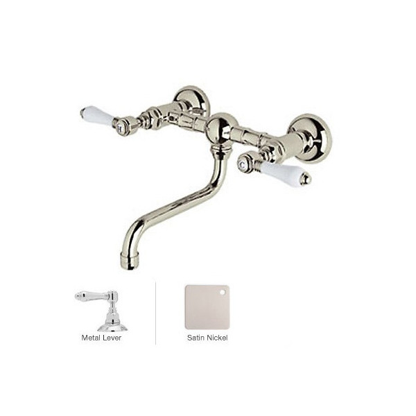Rohl A1405/44LM-2 Metal-Lever Vocca Wall Mount Bridge Lavatory Faucet