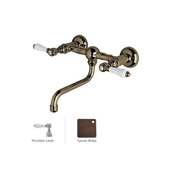 Rohl A1405/44LP-2 Porcelain-Lever Vocca Wall Mount Bridge Lavatory Faucet