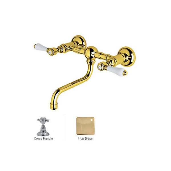 Rohl A1405/44XM-2 Cross-Handle Vocca Wall Mount Bridge Lavatory Faucet