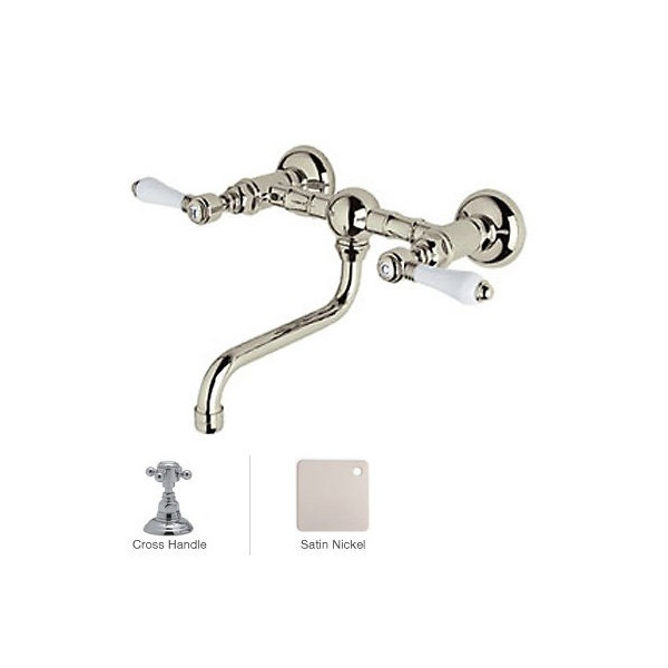 Rohl A1405/44XM-2 Cross-Handle Vocca Wall Mount Bridge Lavatory Faucet