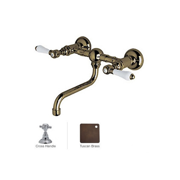 Rohl A1405/44XM-2 Cross-Handle Vocca Wall Mount Bridge Lavatory Faucet