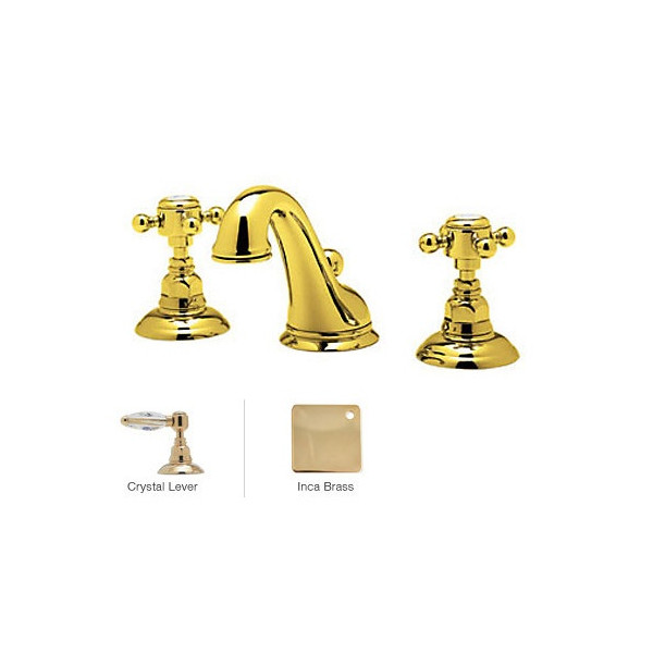 Rohl A1408LC-2 Crystal-Lever Viaggio C-Spout Widespread Lavatory Faucet