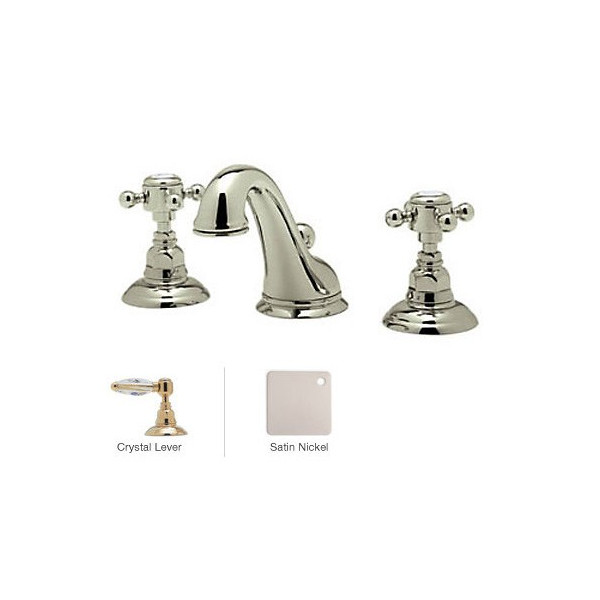 Rohl A1408LC-2 Crystal-Lever Viaggio C-Spout Widespread Lavatory Faucet