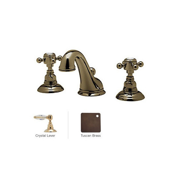 Rohl A1408LC-2 Crystal-Lever Viaggio C-Spout Widespread Lavatory Faucet