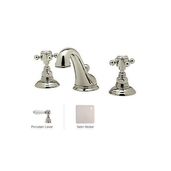 Rohl A1408LP-2 Porcelain-Lever Viaggio C-Spout Widespread Lavatory Faucet