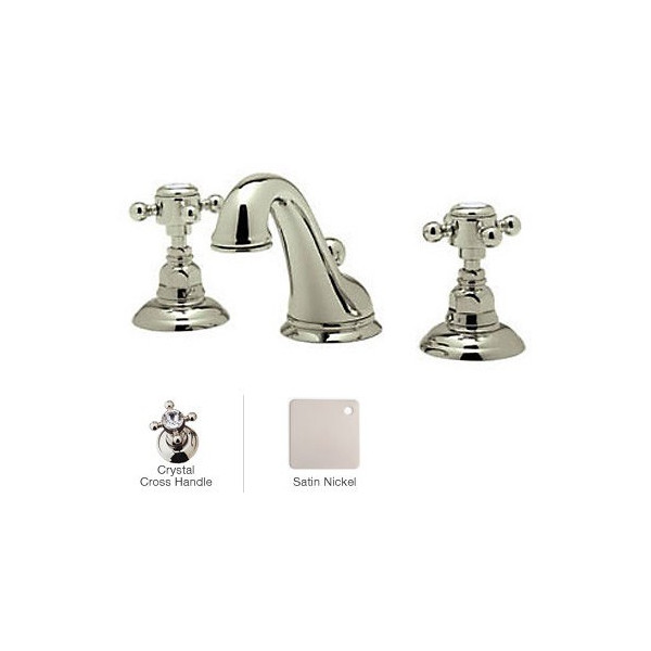 Rohl A1408XC-2 Crystal-Cross Viaggio C-Spout Widespread Lavatory Faucet
