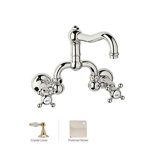 Rohl A1418LC-2 Acqui Wall Mounted Low Lead Bridge Lavatory Faucet