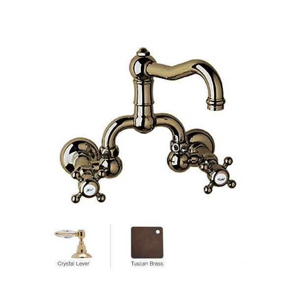 Rohl A1418LC-2 Acqui Wall Mounted Low Lead Bridge Lavatory Faucet